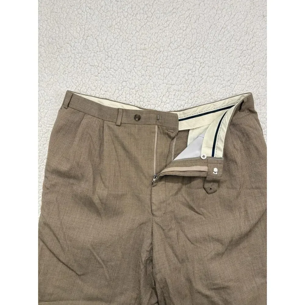Lauren Ralph Lauren Mens Wool Dress Pants Total Comfort Pleated Cuff 36X30 Brown